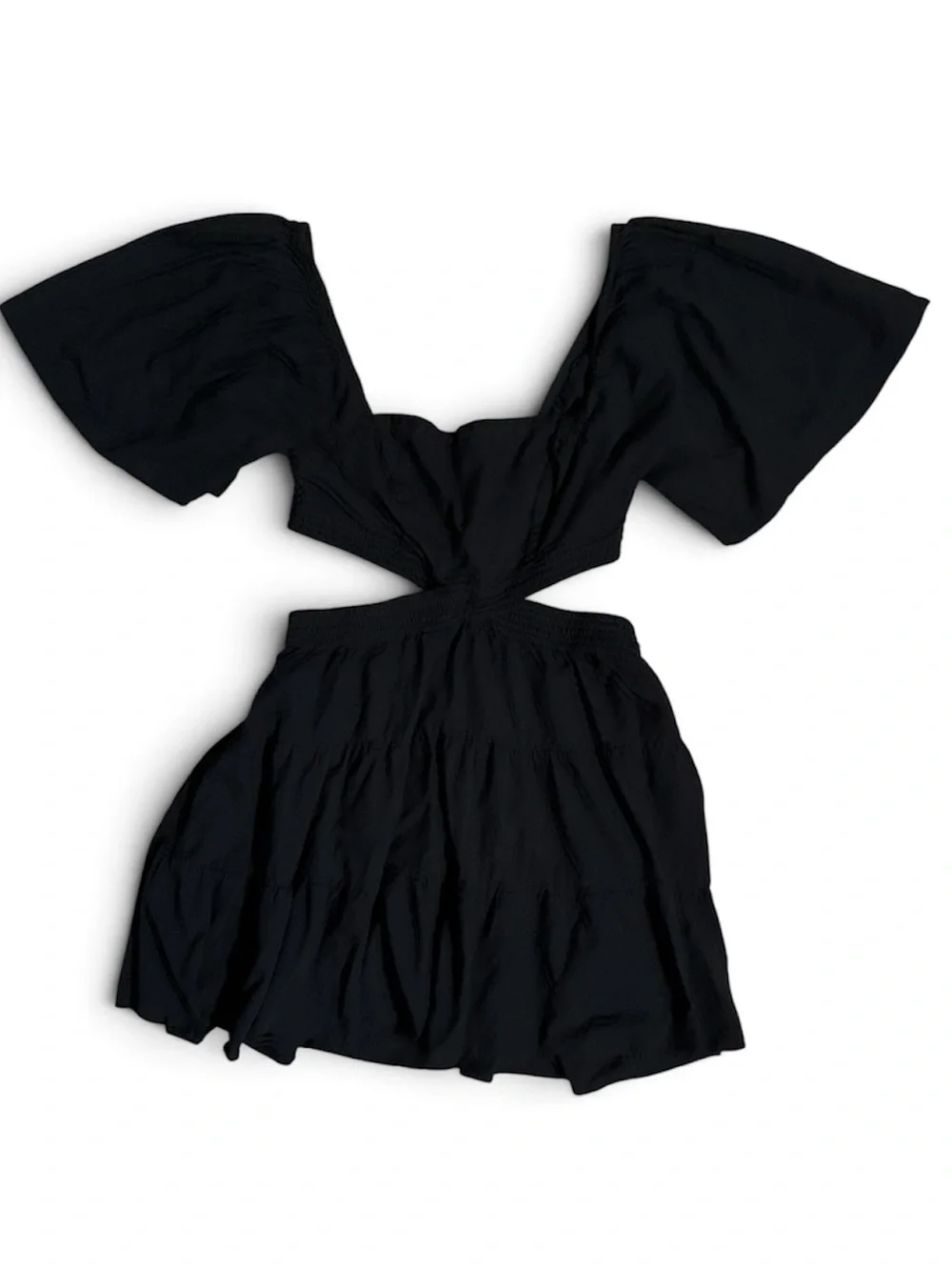 Free People Cross of Sunlight Cutout Mini Dress Black Pockets Size Medium